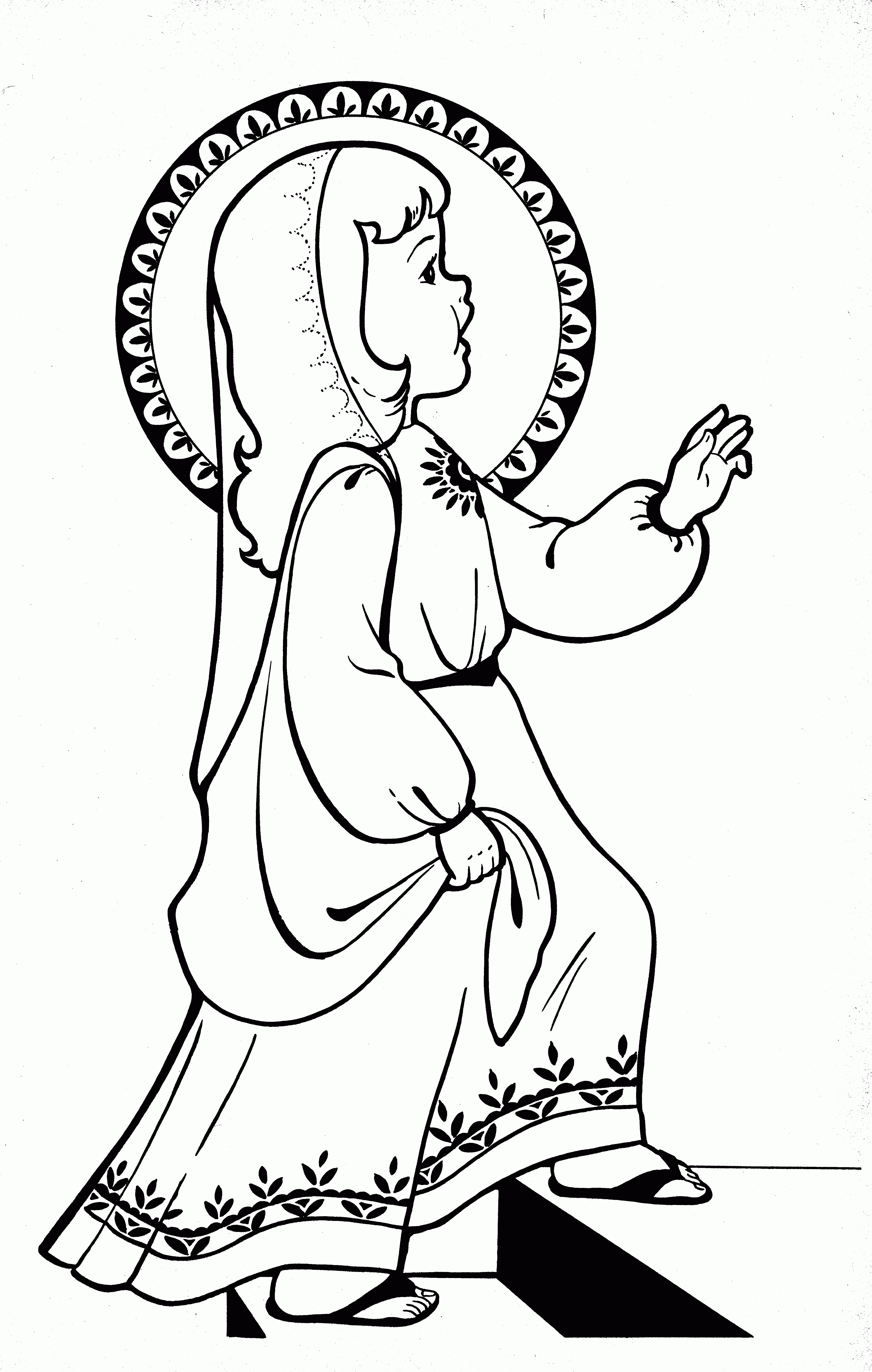 Дева Мария раскраска для детей