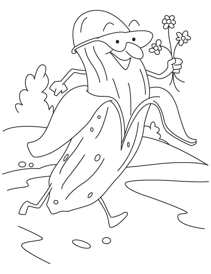 Banana offering flower coloring pages | Download Free Banana