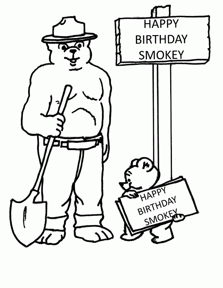 smokey the bear coloring page - Clip Art Library