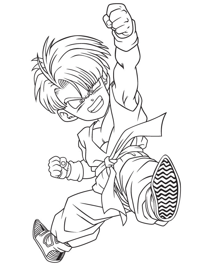Dragon Ball Z Kid Trunks Coloring Page | Free Printable Coloring Pages