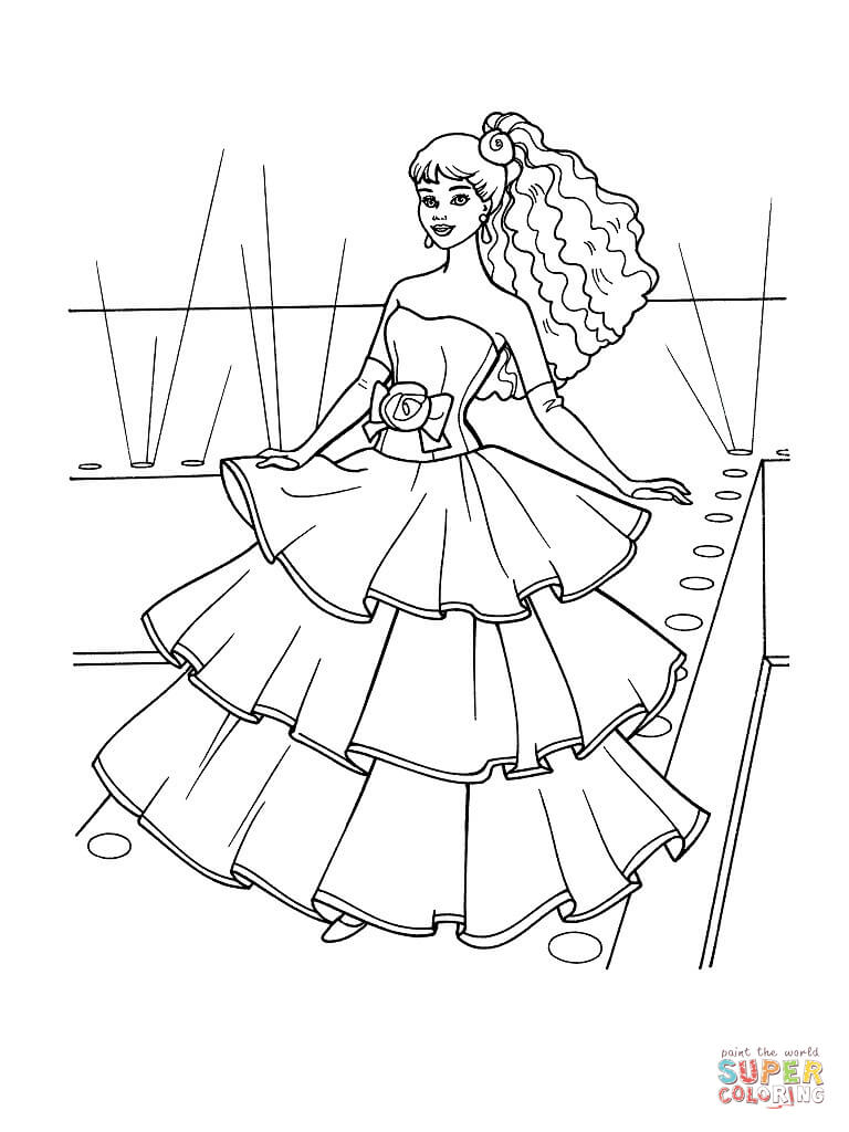 barbie coloring pages fashion dress
