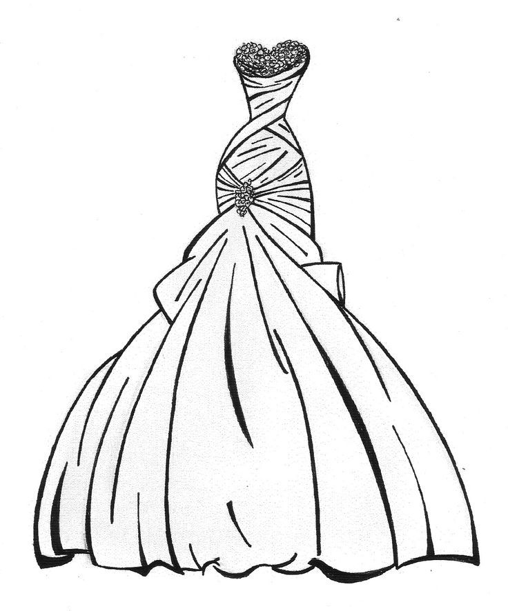 Wedding dress coloring page paper doll Royalty Free Vector