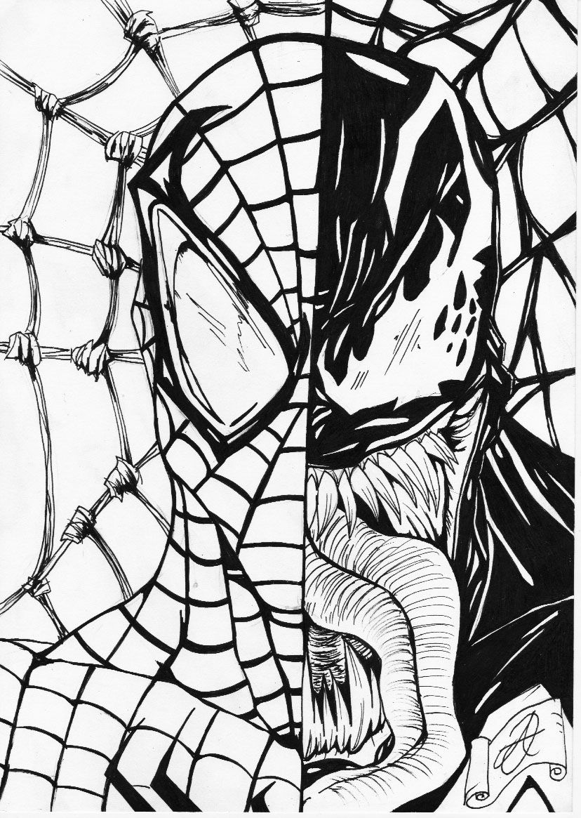 Spiderman Venom Artwork   Digital Art  For You Spider Man Drawing HD  phone wallpaper  Pxfuel