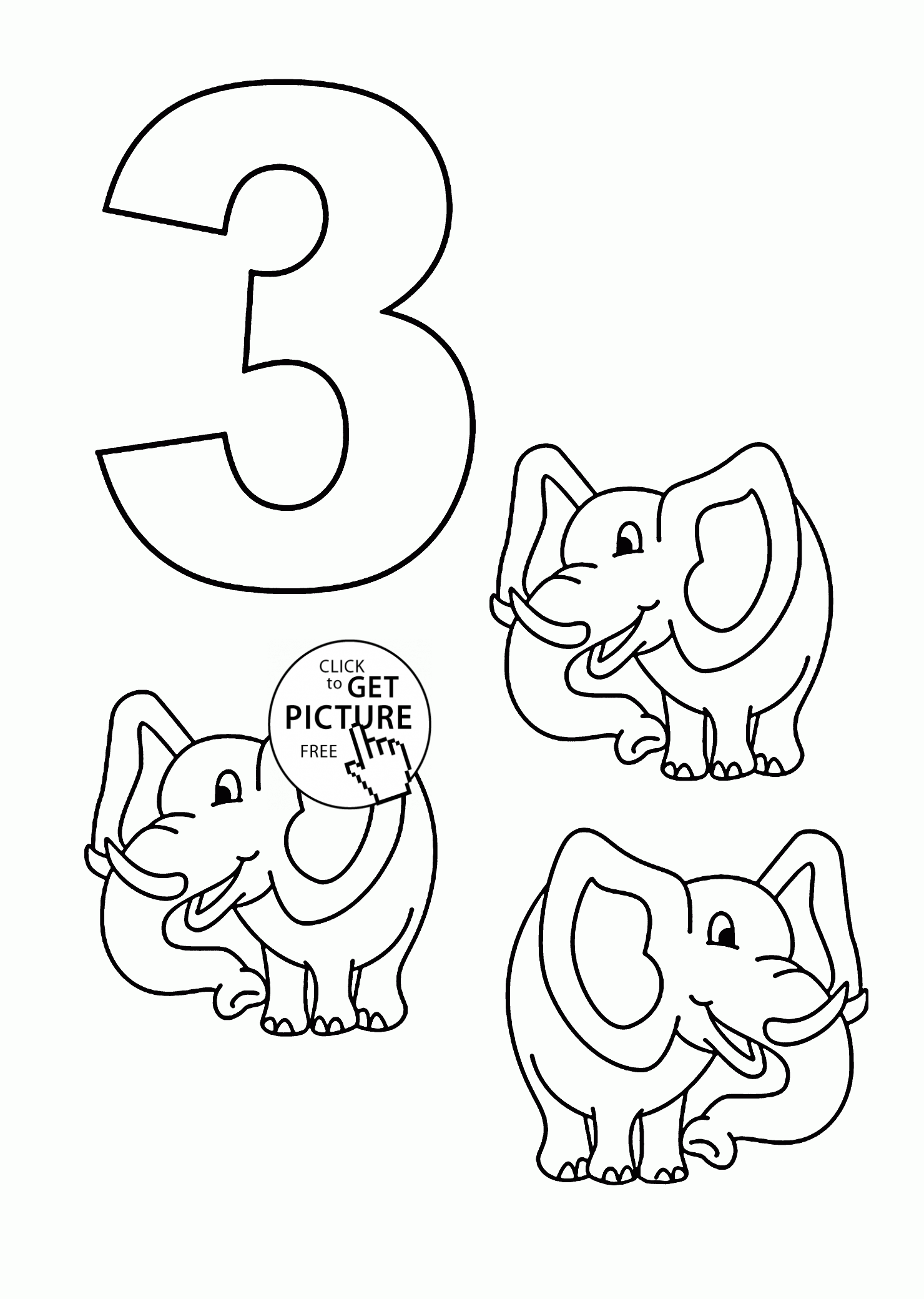 Free Number 3 Coloring Page, Download Free Number 3 Coloring Page png ...