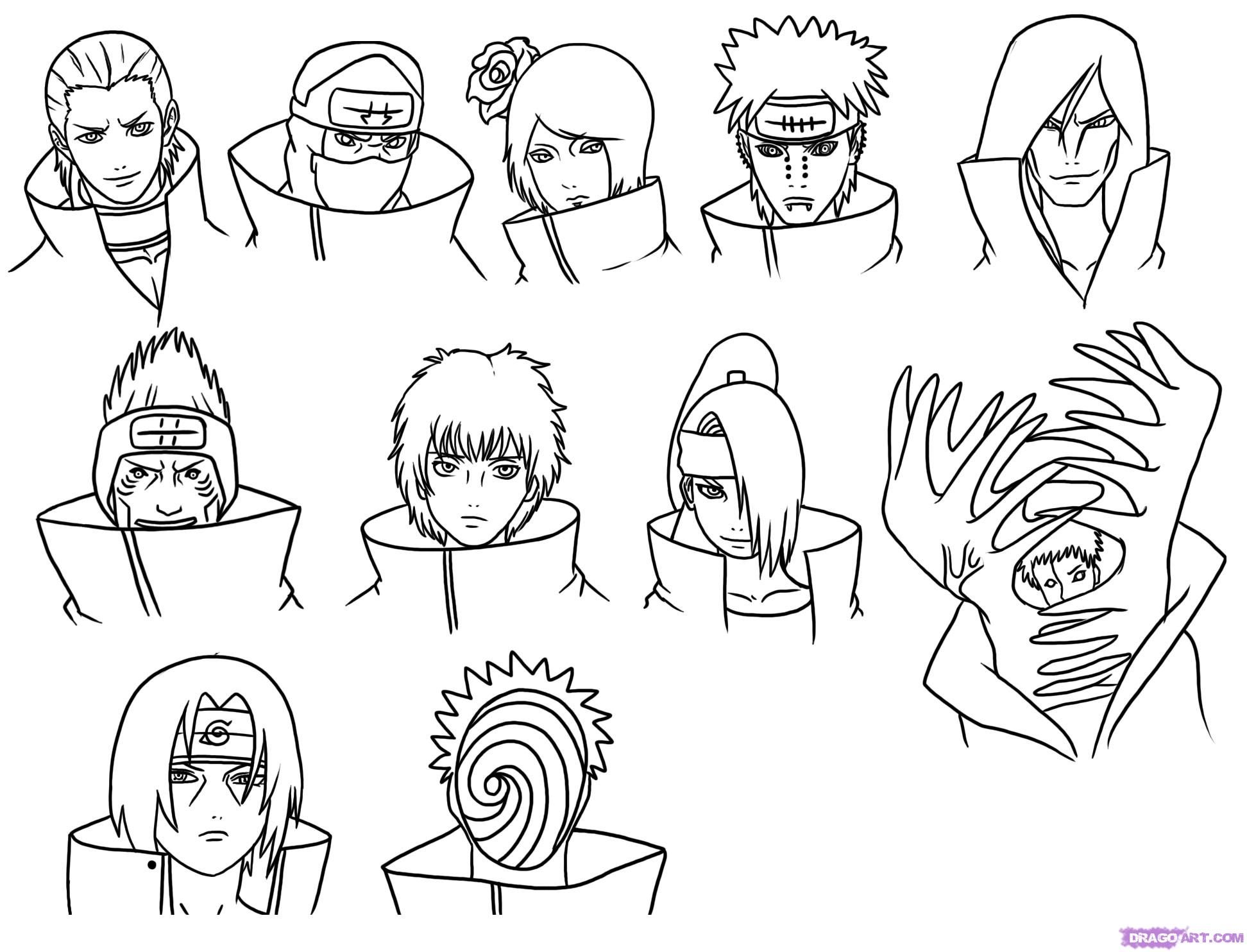 Akatsuki Naruto Coloring Pages Clip Art Library