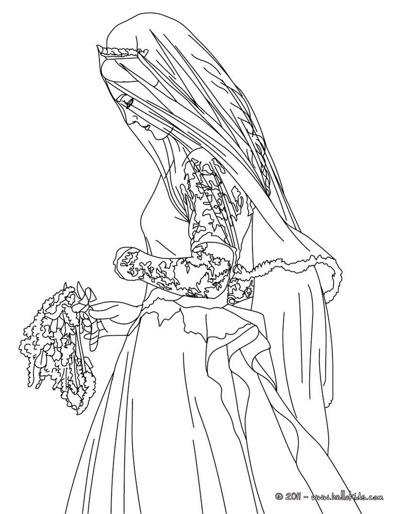 free wedding dress coloring pages