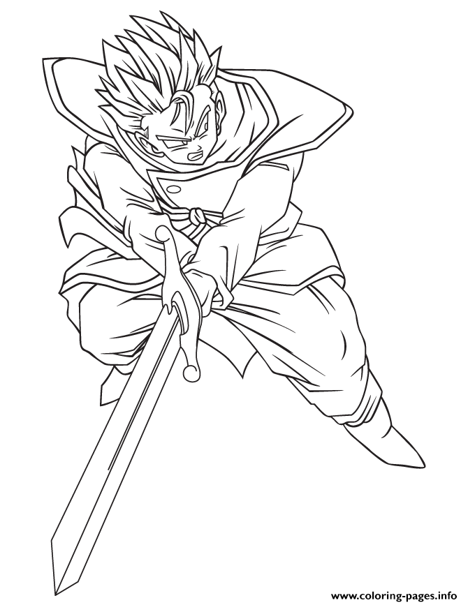 Print dragon ball z trunks character coloring page Coloring pages