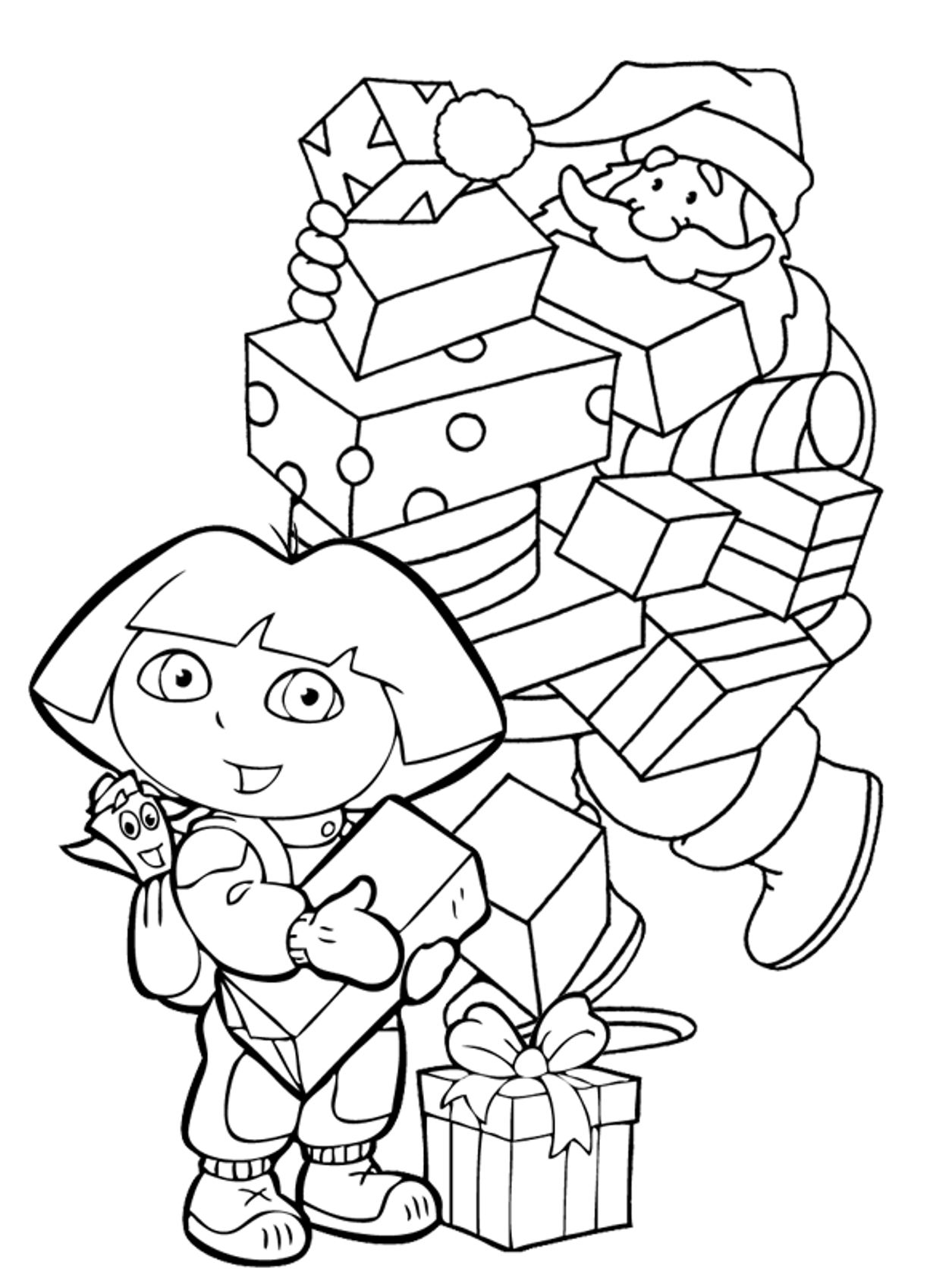 Free Dora Christmas Coloring Pages, Download Free Dora Christmas ...