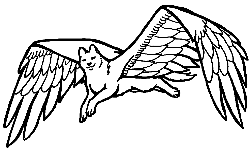 winged wolf coloring page