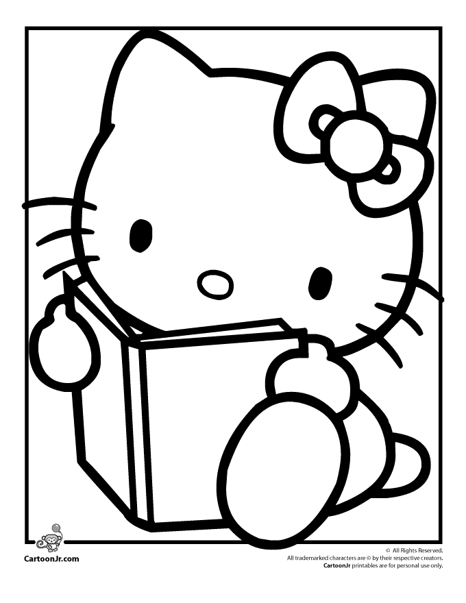 hello kitty coloring pages reading page