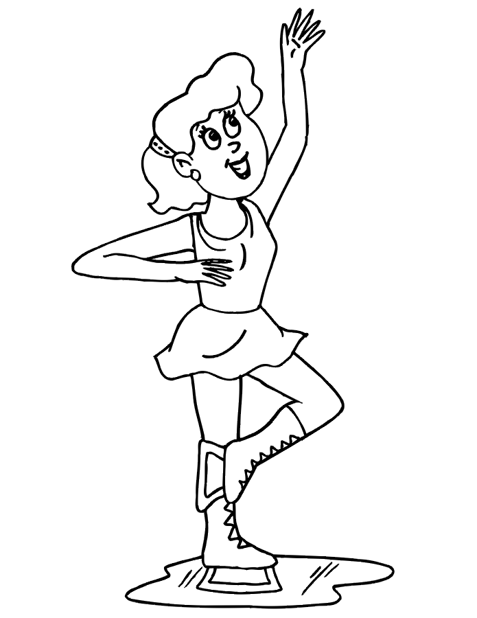 girl ice skating with dog coloring page 