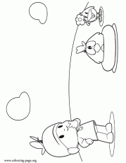 Pocoyo - Pocoyo, Sleepy Bird and Baby Bird coloring page
