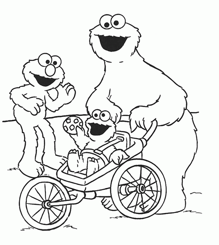 Cookie Monster Coloring Pages : Cookie Monster And Elmo Was With