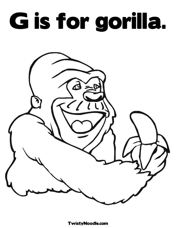 Gorilla Color Page | Animal Coloring Pages | Kids Coloring Pages