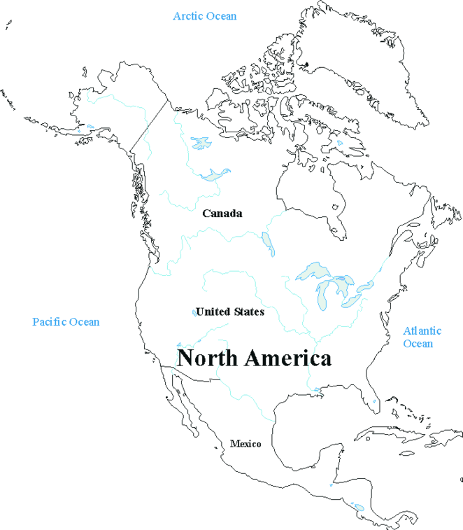 North America Outline Map Labeled Clip Art Library
