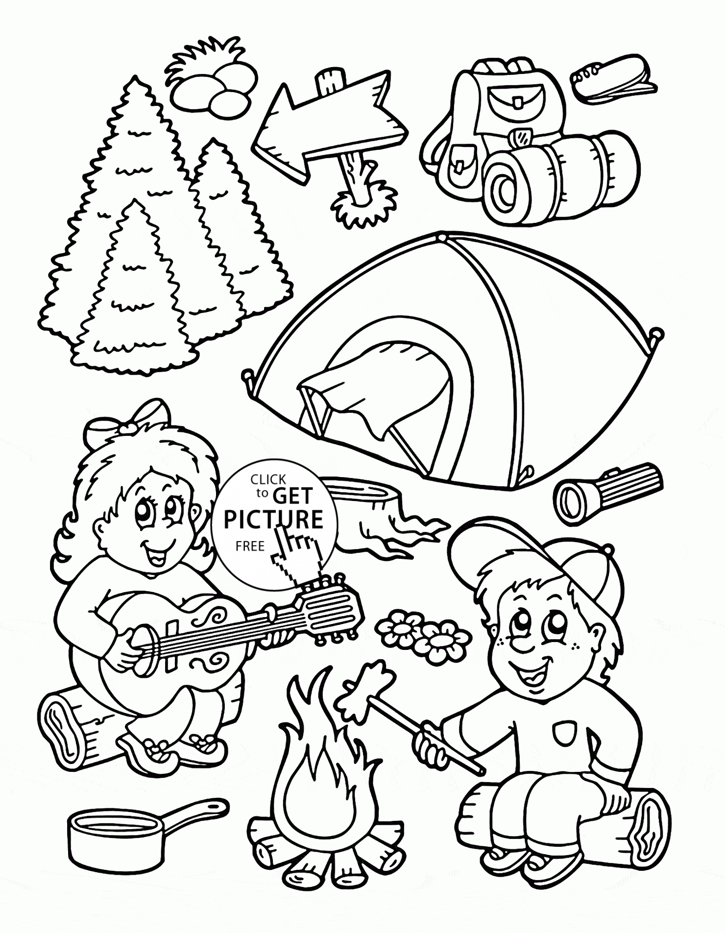 kids-camping-coloring-clip-art-library