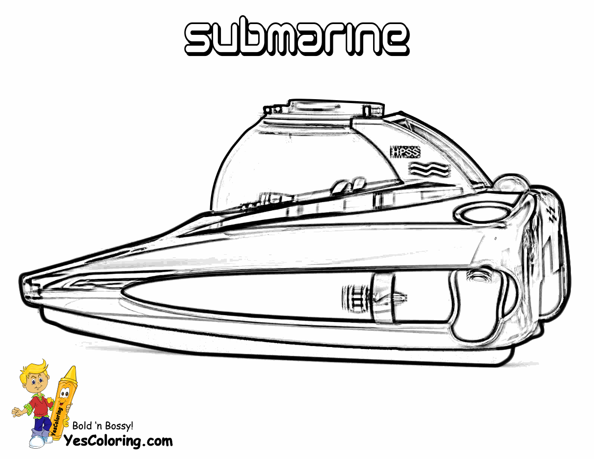 Cute Submarine Coloring Pages