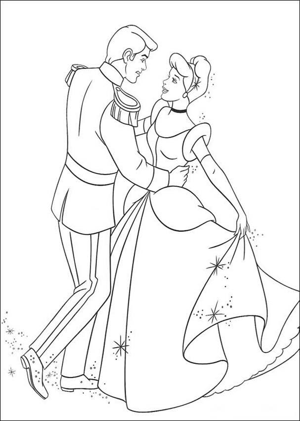 Cinderella And Prince Charming Coloring Pages