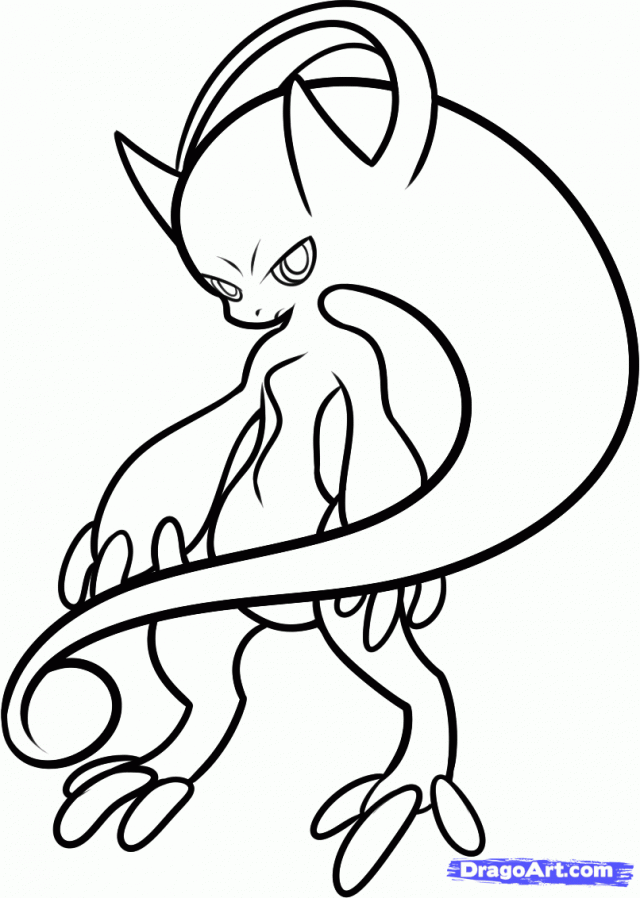 How to Draw Mega Mewtwo X from Pokemon (Pokemon) Step by Step