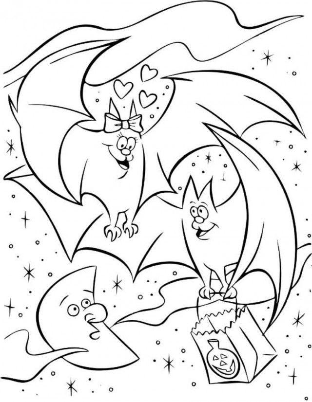 Print Halloween Coloring Pages Bats Or Download Halloween Coloring