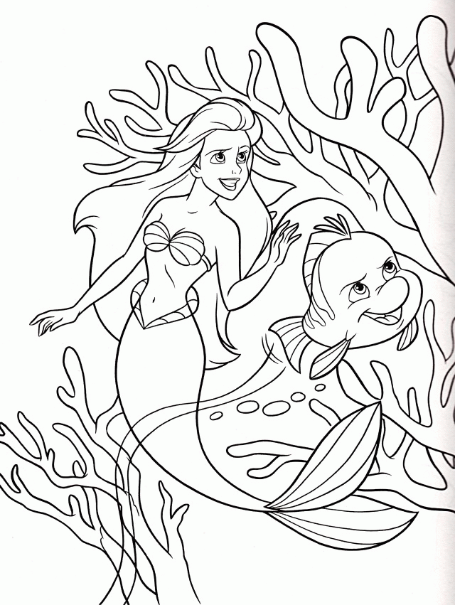 Disney Princess Ariel And Flounder Coloring Pages KidsColoringPics