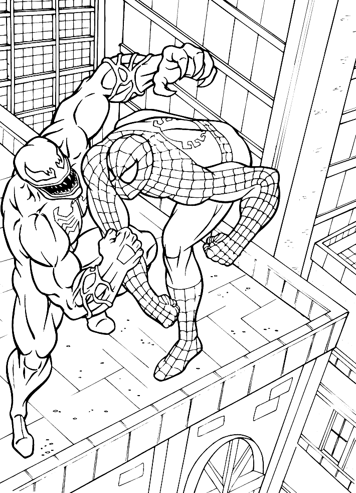 spiderman-fighting-venom-coloring-pages-clip-art-library