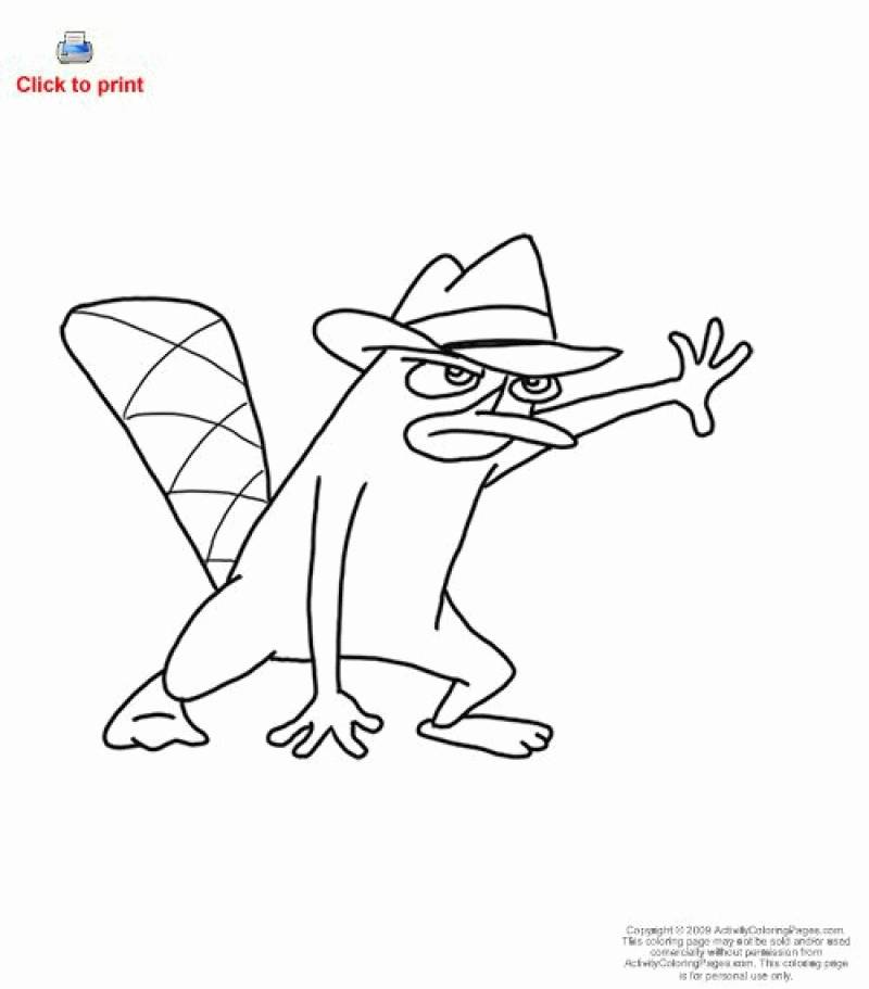 Perry the platypus from phineas and ferb activity coloring pages