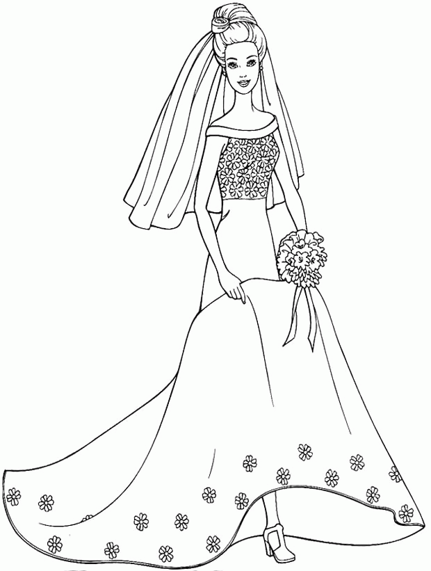 Free Wedding Dress Coloring Pages, Download Free Wedding Dress Coloring ...