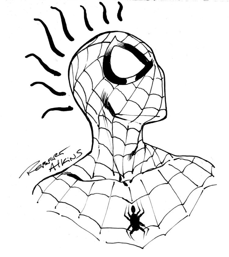 Spider Man Drawing Template, Web drawing & illustration mixed media ...