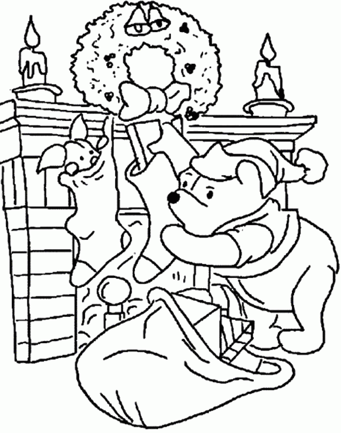 Approaching Winni The Pooh Fireplace Coloring Pages - Fireplace