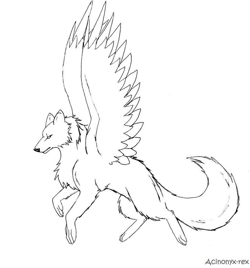 cute wolf drawings with wings