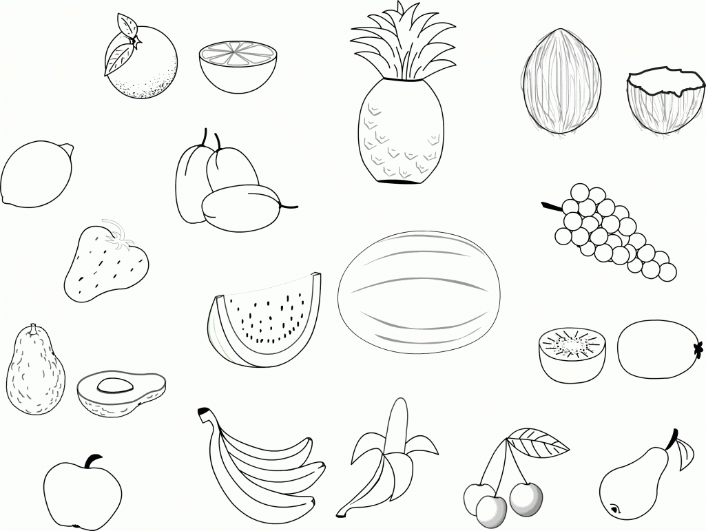 printable fruits colouring pictures for kindergarten - Clip Art ...
