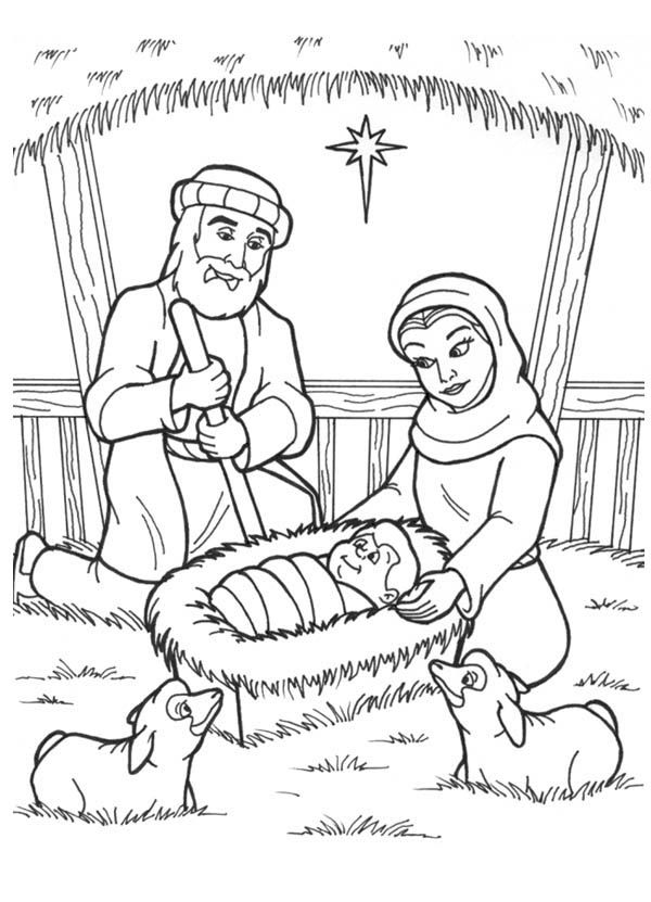 Jesus Coloring Birth Nativity Pages Manger Printable Baby Kids Geburt ...