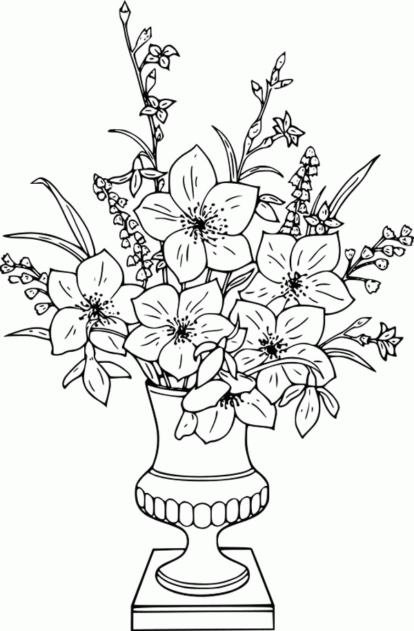 Watercolor And Lead Pencil Sketch Of Vase With Flowers Stock Illustration -  Download Image Now - iStock