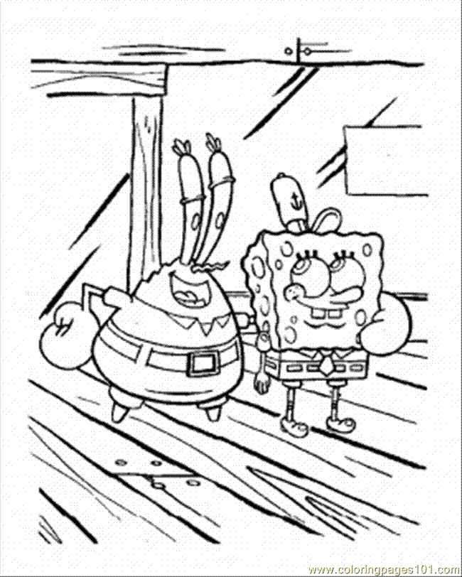 Coloring Pages Mr. Krabs With Sponge (Cartoons  SpongeBob)| free printable