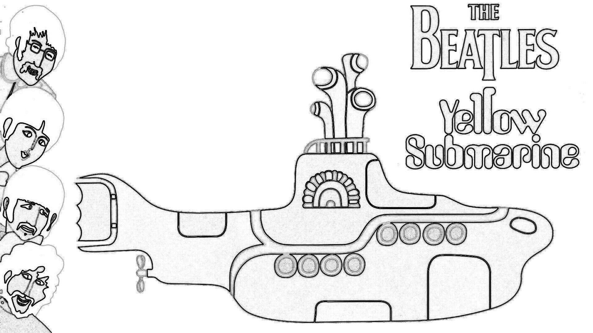 Раскраска желтая подводная лодка Битлз