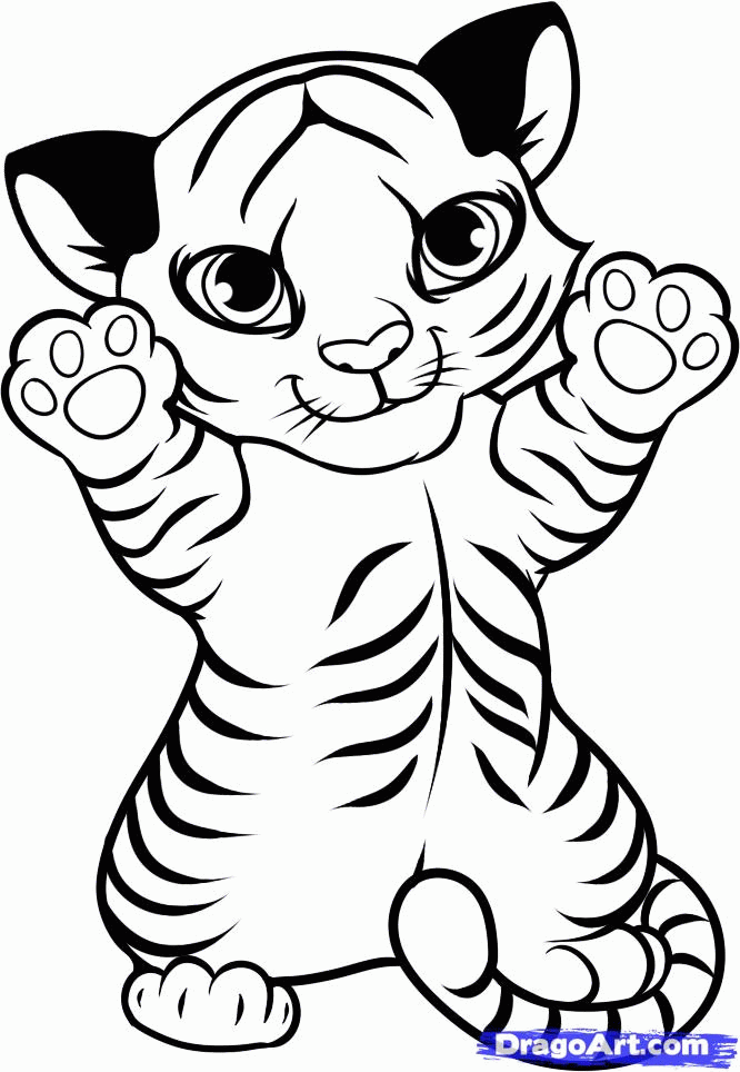 'Roar with Delight with Cute Baby Tiger Coloring Pages'