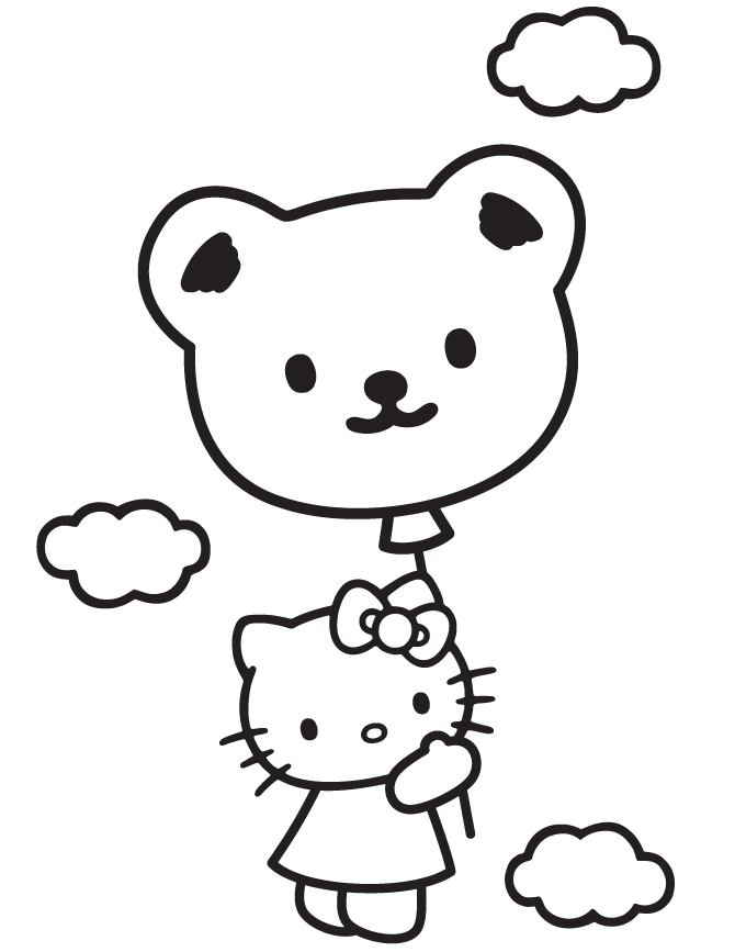 Hello Kitty And Teddy Bear Coloring Page Printable | Images and Photos ...