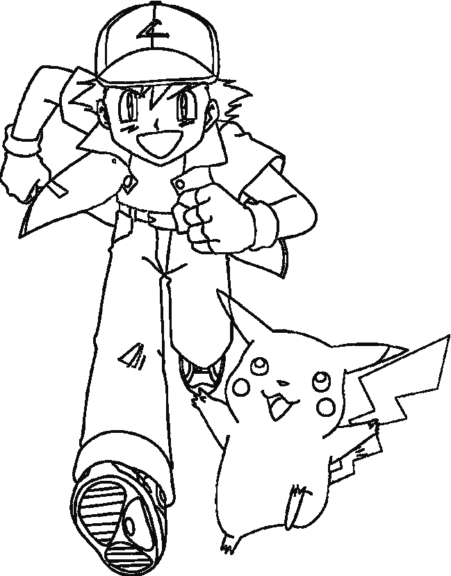 Imagens e desenhos pokemon para baixar e colorir - Ash e Pikachu