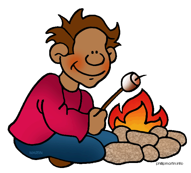 kids roasting marshmallows clipart