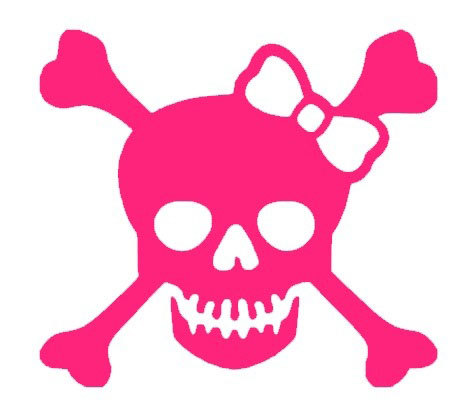 Pink Skull and Crossbones with Bow - Edgy Feminine Graphic Design
