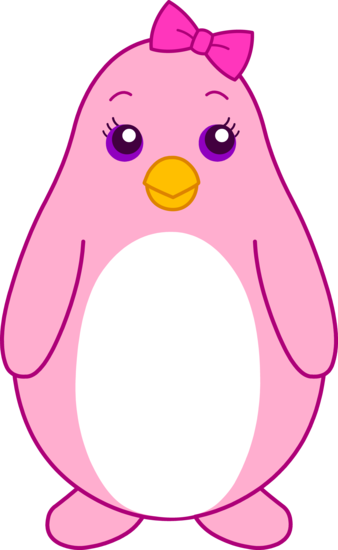 Pink Cartoon Penguin Illustration - Friendly & Playful Character Design