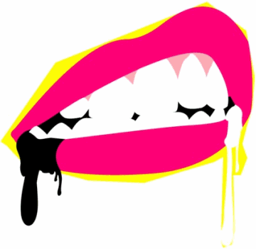 Bold Pop-Art Lips Illustration - Dripping Color Graphic Design