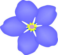 Blue Five-Petaled Flower Illustration - Botanical Clip Art
