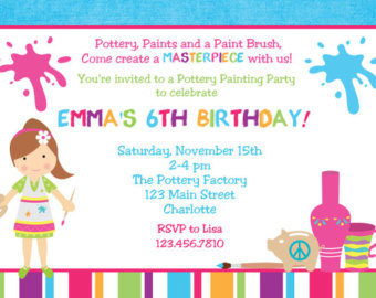 Emma’s 6th Birthday Pottery Painting Party Invitation | Fun Kids Event