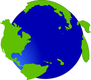 Simplified green-and-blue globe showing continents and oceans, ideal for educational or environmental contexts.