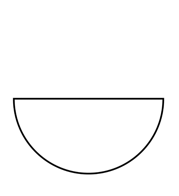 Simple black outline of a semicircle on white background, representing a half-circle shape.