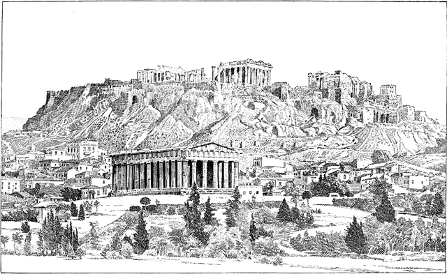 Acropolis of Athens Vector Hand Drawn Black and White Illustration Stock  Vector - Illustration of sketch, greece: 206065410