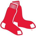 Boston Red Sox iconic red socks logo, stylized pair of baseball socks in team colors.