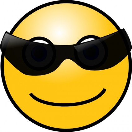 Yellow smiley face wearing black sunglasses, conveying coolness and confidence.